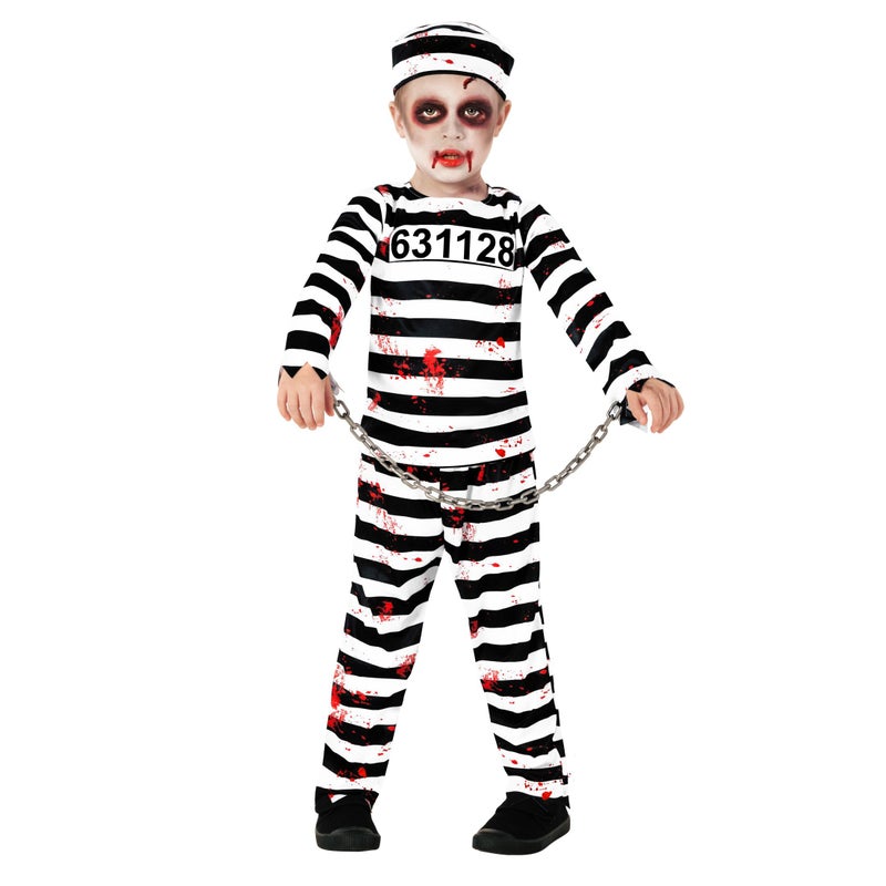 Morph Kids Prisoner Costume Kids Boys Jail Costume Kids Escaped Convict Costume Prison Costume For Kids Halloween Costumes For Boys Kids Inmate Costume L - Image 1
